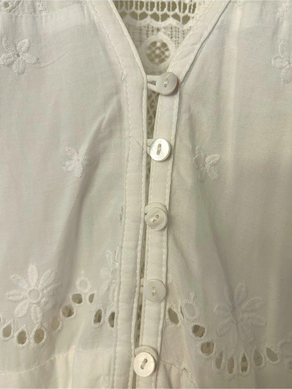 Spell & The Gypsy Saharan Embroidered Eyelet Maxi Dress in White Size Large - Picture 9 of 11